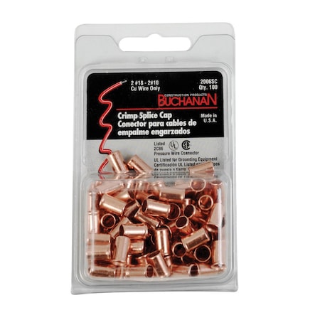Buchanan Buchanan 18-10 AWG Insulated Splice Caps Copper 100 pk 2006-S